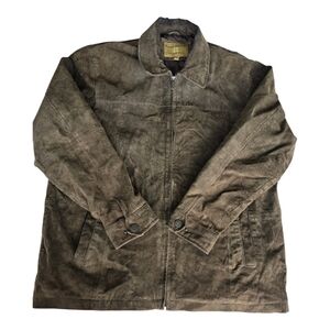 Boston Harbour Outdoor wear Leather Jacket Men L Brown Zip Up Thick Exellent